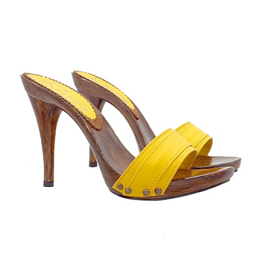 Zoccoli donna pelle gialli - in,